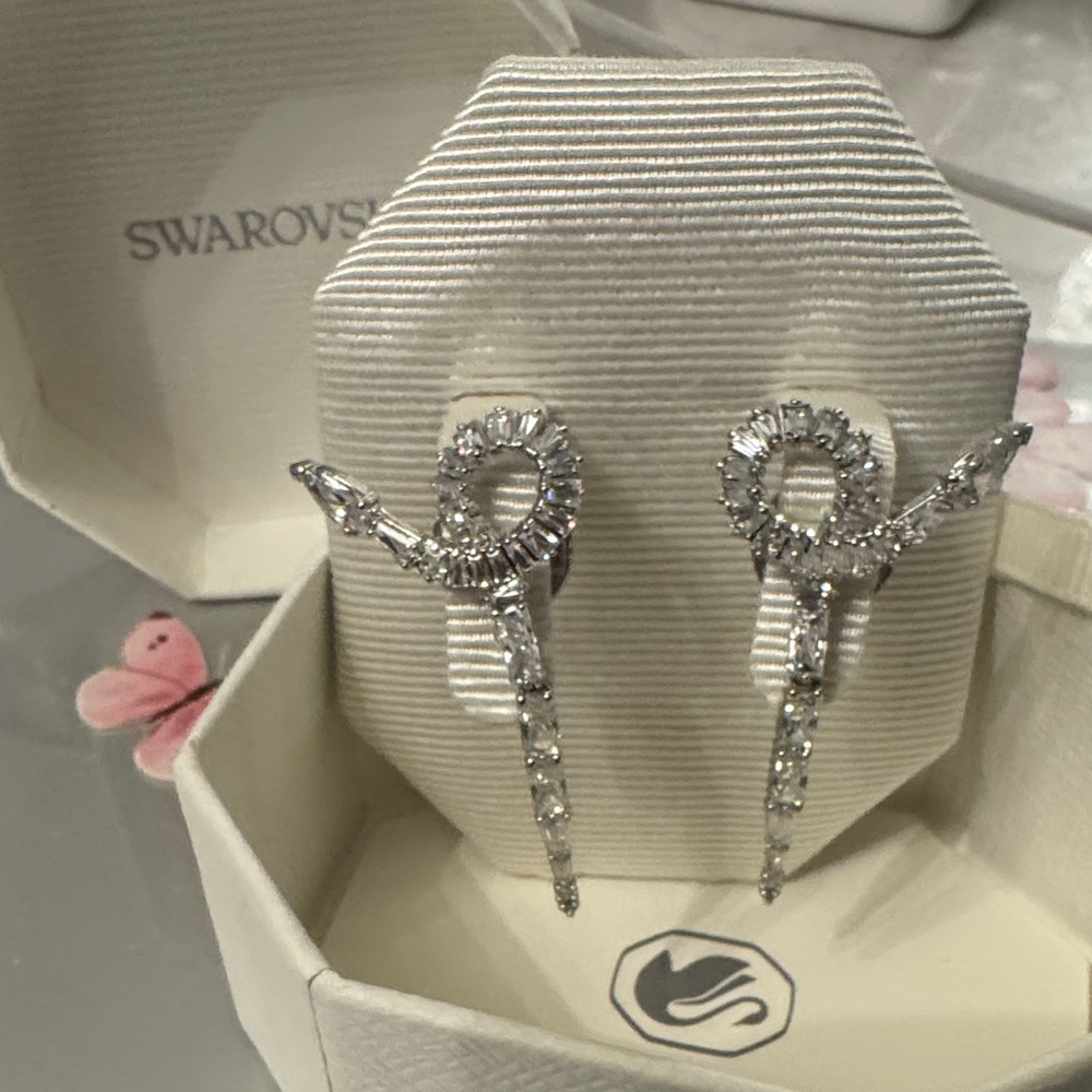 Swarovski Silver Crystal Loop Earrings - Picture 5 of 6